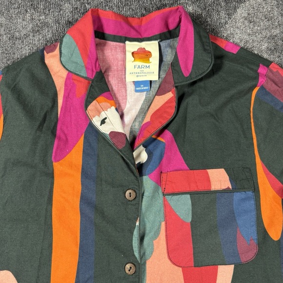 Farm for Anthropologie Womens XS 2 Piece Parrot Printed Wide Leg Boho Top Pants - Picture 5 of 16